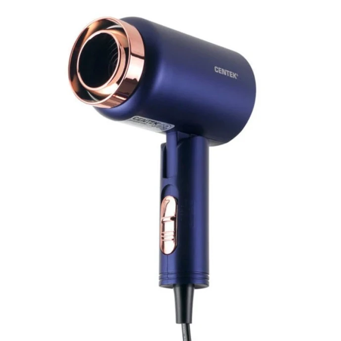 Фен складной пластик Centek CT-2202 синий 1600Вт, 3 скорости, 2 t&deg; режима (24)